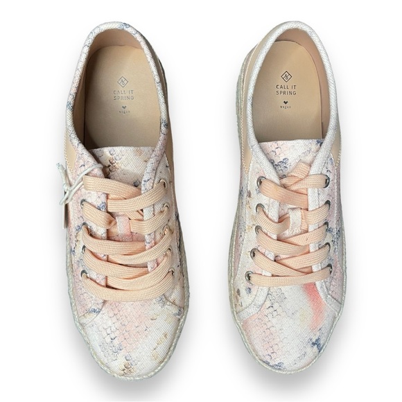 Call It Spring Platform Espadrille Sole Sneakers Orange Snakeskin Print Size 9 - Picture 5 of 8